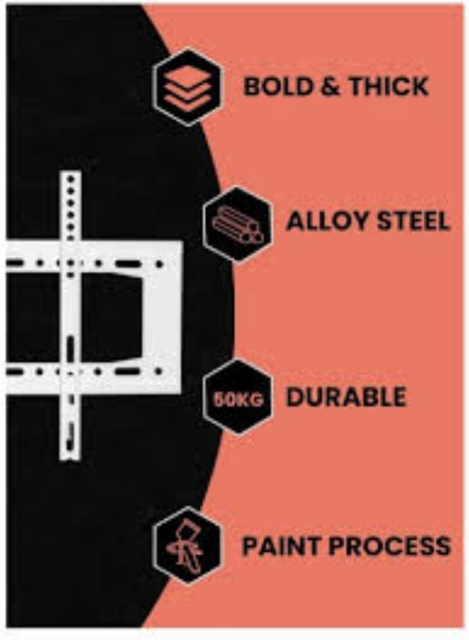 حامل جداري عالمي للتلفزيون - حامل متين قابل للتعديل لشاشات LCD/LED من 32 إلى 80 بوصة، تصميم نحيف موفر للمساحة، متوافق مع معيار VESA، تصميم قابل للإمالة، هيكل فولاذي متين، سهل التركيب بنفسك - Image 4